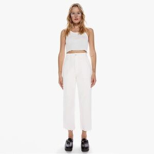 Mother Patch Pocket Private Ankle Fray Crop Jean Cream Puffs Off White 30
